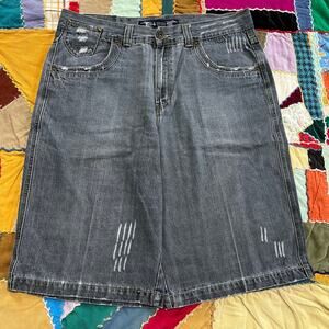 Y2K Brooklyn Express Ling Baggy Quad Pocket Grey  Jorts 40W